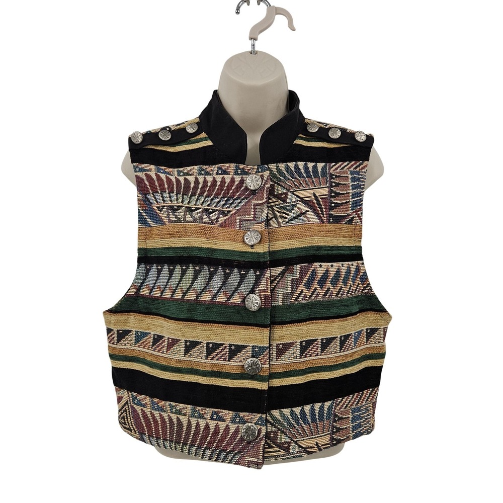 Vintage Roughrider Circle Vest Womens Medium Southwestern‎ Tapestry Made USA 90s